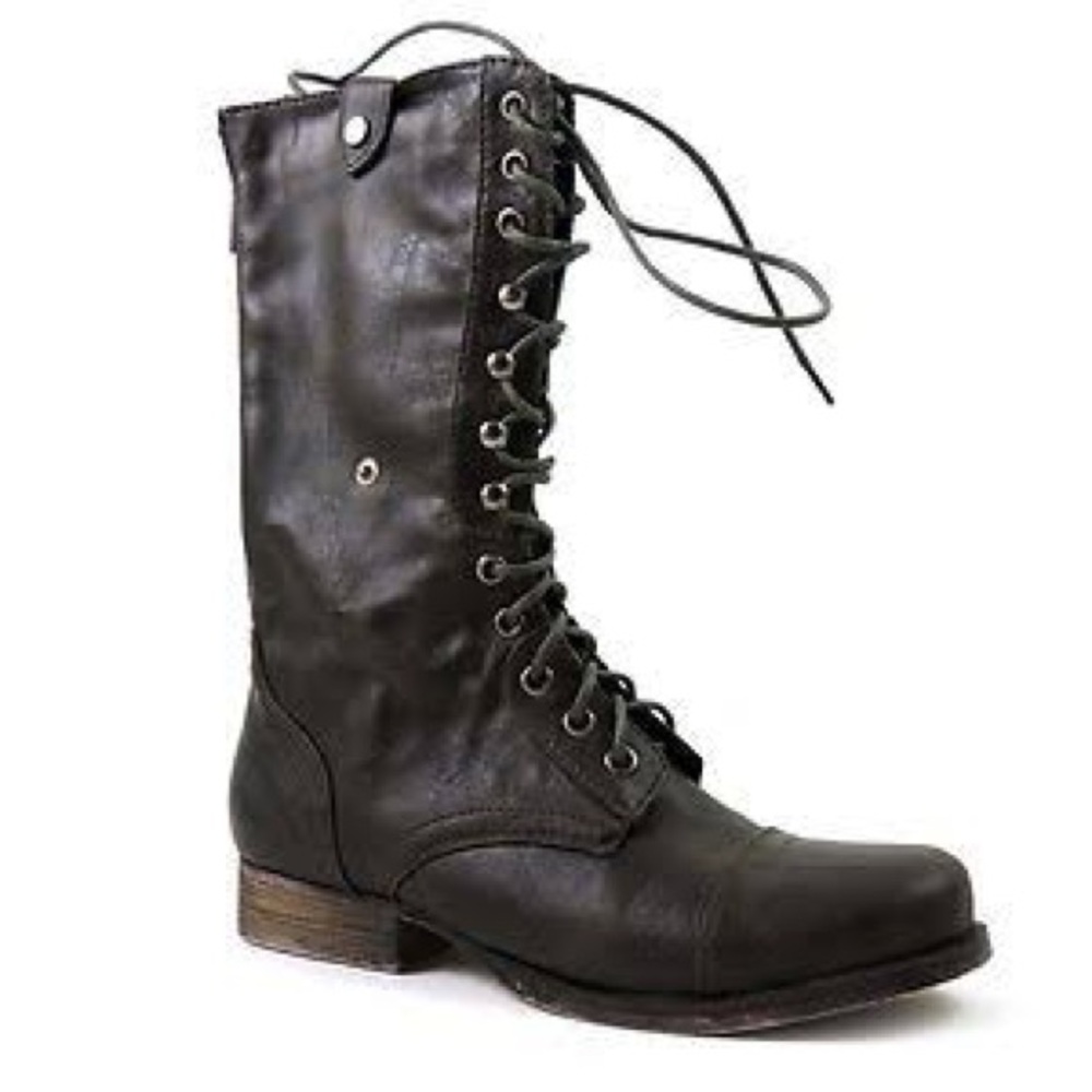 Madden Girl Geirard Black Combat Boots